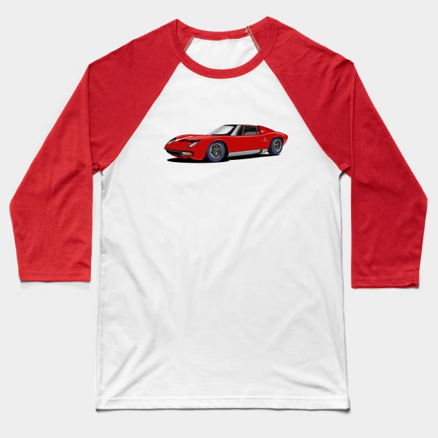 Lamborghini Miura Sportscar Baseball T-Shirt by Webazoot